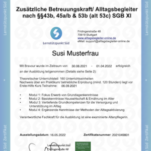 Alltagsbegleiter Ausbildung Zertifikat